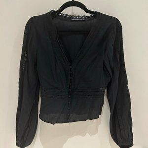 Abercrombie & Fitch black long sleeved cotton / crochet top
